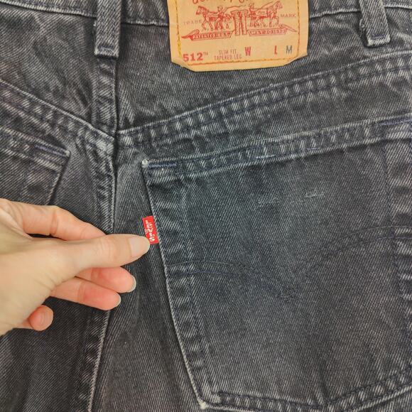 Vintage 90s Levi's 512‎ Jeans Womens 28 Black Wash Slim Fit Tapered Leg Vtg - Picture 6 of 9